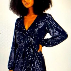 Lulus sparkling navy blue sequin wrap dress